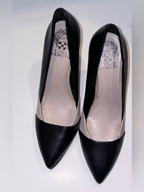 Vince Camuto Two-Tone Black and Cream Pointed Toe Pumps